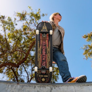 Elizabeth Tower Big Ben Londen - Rood Neon en Koni Persoonlijk Skateboard
