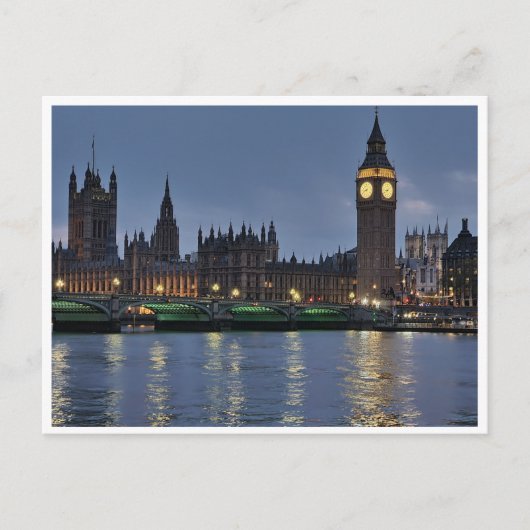 Elizabeth Tower en Westminster Bridge, Verenigd Ko Briefkaart (Voorkant)