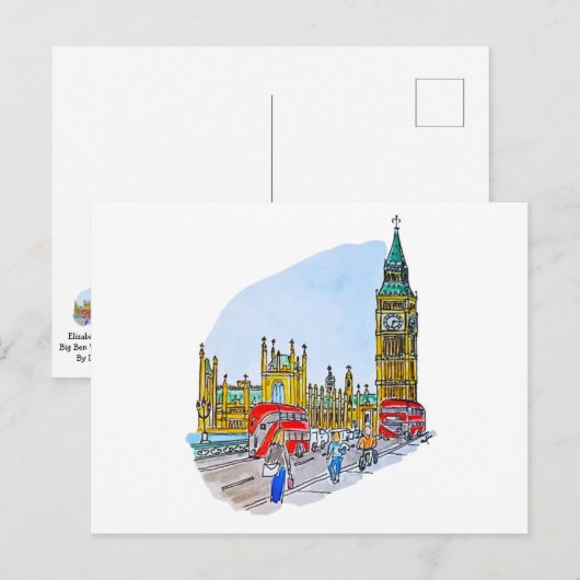 Elizabeth Tower, ook bekend als de Big Ben Briefkaart (Voorkant / Achterkant)