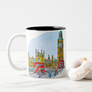 Elizabeth Tower, ook bekend als de Big Ben Tweekleurige Koffiemok