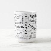 Elizabeth Typography Naam Zwart Wit Koffiemok (Center)