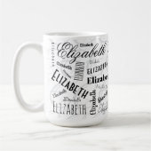 Elizabeth Typography Naam Zwart Wit Koffiemok (Links)