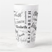 Elizabeth Typography Naam Zwart Wit Latte Mok (Voorkant)