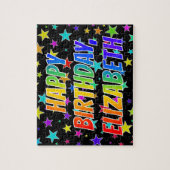 "ELIZABETH" Voornaam, geun "HAPPY BIRTHDAY" Legpuzzel (Verticaal)