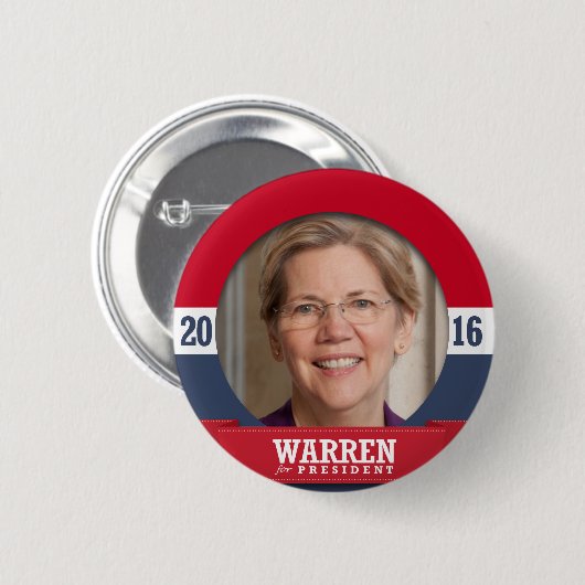 ELIZABETH WARREN 2016 RONDE BUTTON 5,7 CM (Voorkant /achterkant)