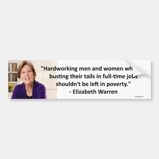 Elizabeth Warren - hardwerkende Bumpersticker (Voorkant)