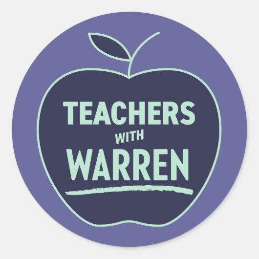 Elizabeth Warren - Leraren met Warren Ronde Sticker (Voorkant)
