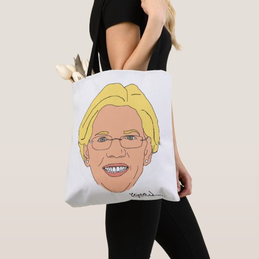 Elizabeth Warren met handtekening Tote Bag (Dichtbij)