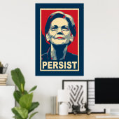 Elizabeth Warren Persist Poster (Thuiskantoor)