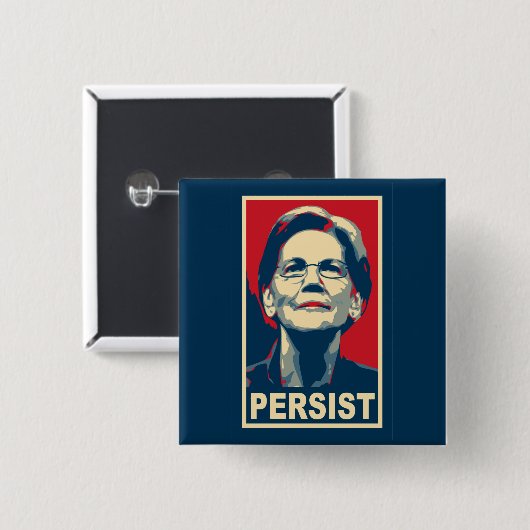 Elizabeth Warren Persist Vierkante Button 5,1 Cm (Voorkant /achterkant)