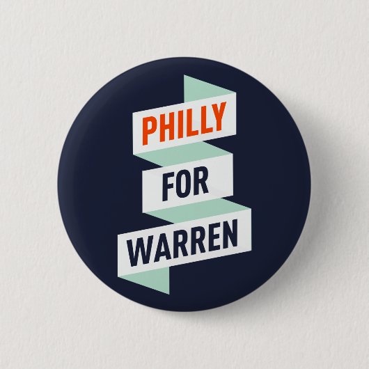 Elizabeth Warren - Philly For Warren - Button/pin Ronde Button 5,7 Cm (Voorkant)