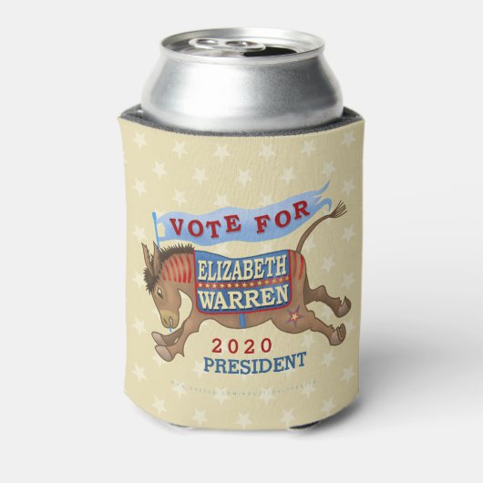 Elizabeth Warren President 2020 Democraat Donkey Blikjeskoeler (Blikje Achterkant)