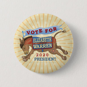 Elizabeth Warren President 2020 Democraat Donkey Ronde Button 5,7 Cm