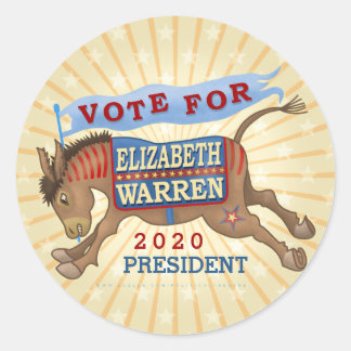 Elizabeth Warren President 2020 Democraat Donkey Ronde Sticker