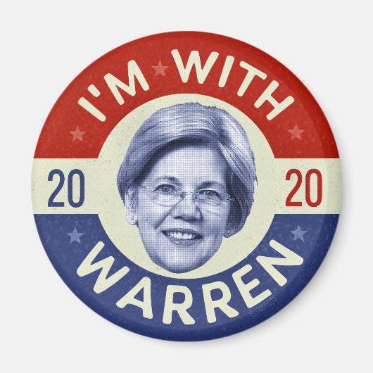 Elizabeth Warren President 2020 Democraat Pic Retr Magneet (Voorkant)