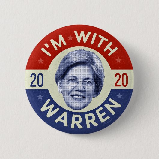Elizabeth Warren President 2020 Democraat Pic Retr Ronde Button 5,7 Cm (Voorkant)