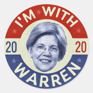 Elizabeth Warren President 2020 Democraat Pic Retr Ronde Sticker