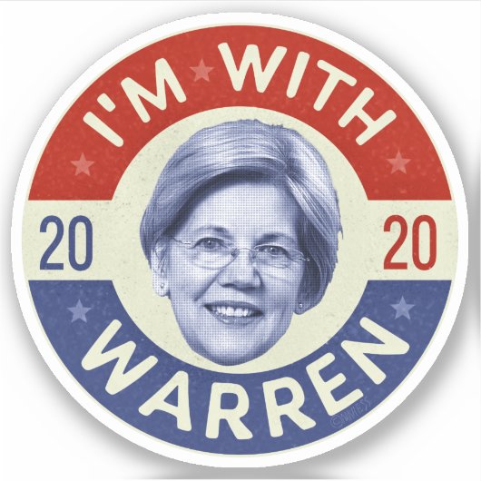 Elizabeth Warren President 2020 Democraat Pic Retr Sticker (Voorkant)