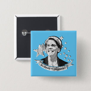 Elizabeth Warren Star Banner Vierkante Button 5,1 Cm