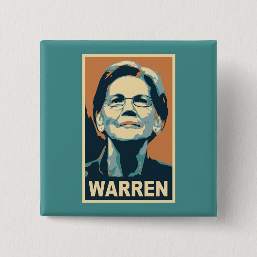 Elizabeth Warren Vierkante Button 5,1 Cm (Voorkant)