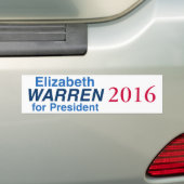 Elizabeth Warren voor President 2016 Bumpersticker (Op auto)