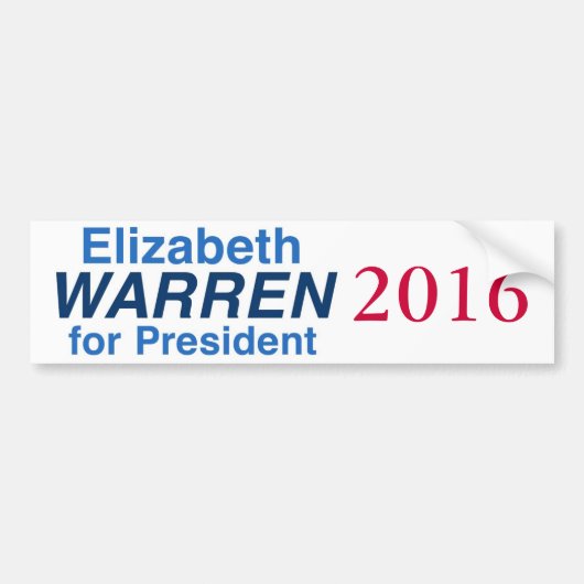 Elizabeth Warren voor President 2016 Bumpersticker (Voorkant)