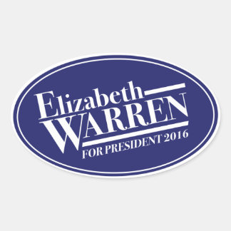 Elizabeth Warren voor President 2016 ovalen sticke Ovale Sticker