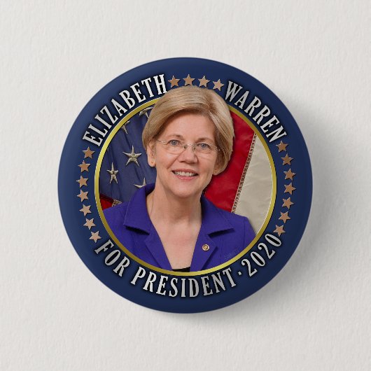 Elizabeth Warren voor President 2020 Democrat Foto Ronde Button 5,7 Cm (Voorkant)
