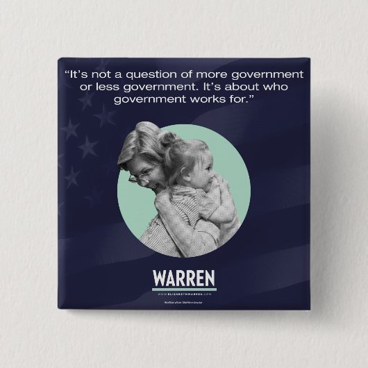 Elizabeth Warren - Wie werkt er voor Vierkante Button 5,1 Cm (Voorkant)