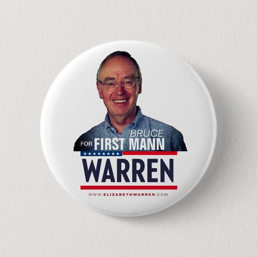 Elizabeth Warren's man, Bruce Mann Ronde Button 5,7 Cm (Voorkant)