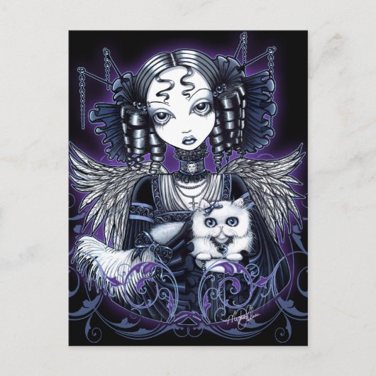 Elizabeth White Persian Cat Angel Briefkaart (Voorkant)
