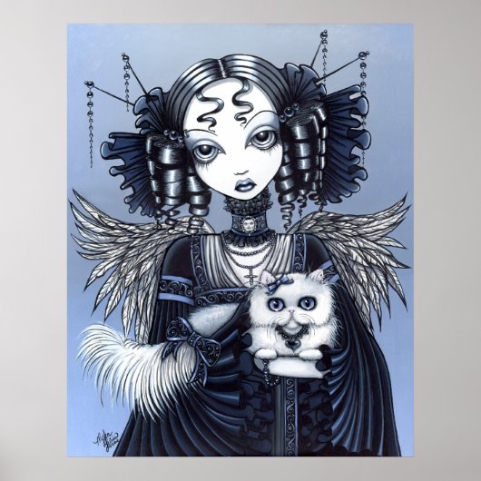 Elizabeth White Persian Cat Angel Poster (Voorkant)