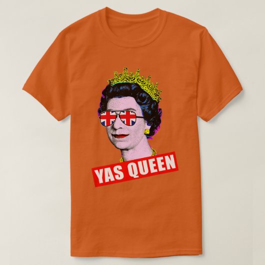 Elizabeth Yas Queen met zonnebril Koningin van Eng T-shirt (Design voorkant)