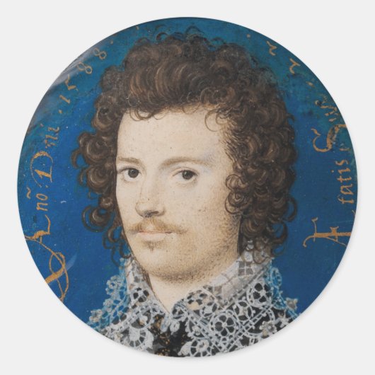 Elizabethan Portret Miniatuur Nicholas Hilliard Ronde Sticker (Voorkant)