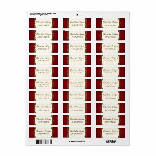 Elizabethan Tudor Damask Jewel Ruby Red Etiket (Full Sheet)