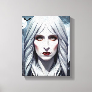 Elizavella Vampire Witch Woman Fantasy Donkere kun Canvas Afdruk