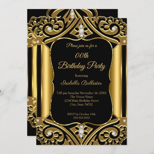 Elk afbeelding met gouden diamanten voor de zondag kaart (Voorkant / Achterkant)