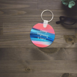 Elk begin is een harde quote blauwe koraal sleutel sleutelhanger