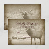 Elk Big Game Wildlife Antlers bruiloft RSVP-kaarte RSVP Kaartje (Voorkant / Achterkant)