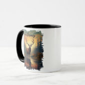 Elk bij Sunrise Forest Reflection Mok (Voorkant links)