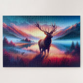 Elk bij Sunrise, Mountains, Wildlife Legpuzzel (Horizontaal)