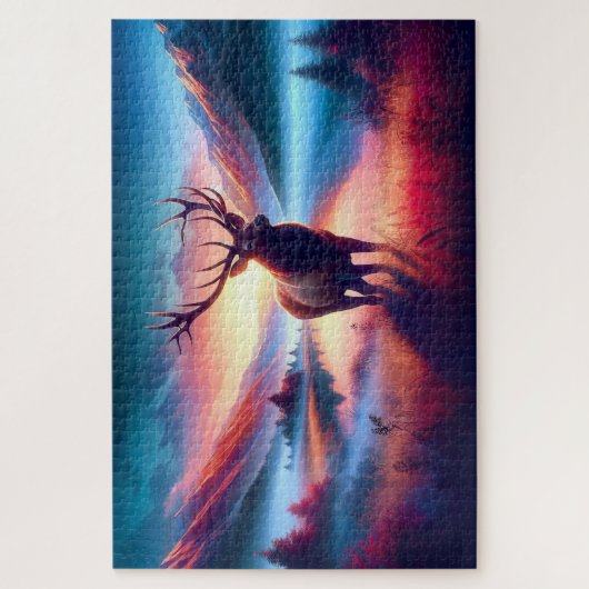 Elk bij Sunrise, Mountains, Wildlife Legpuzzel (Verticaal)