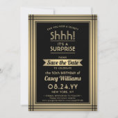 ELK 'Birthday Surprise Party Elegant Black and Gol Save The Date (Voorkant)