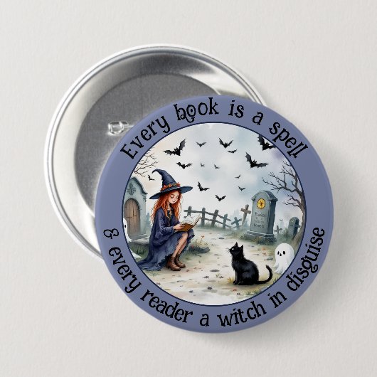 Elk boek is een spreuk ronde button 7,6 cm (Voorkant /achterkant)