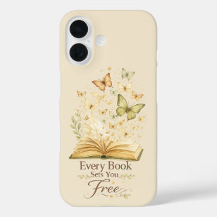 Elk Boek Maakt Je Vrij   Vlinder voor Boekliefhebb iPhone 16 Hoesje