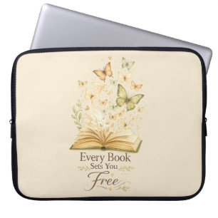 Elk Boek Maakt Je Vrij   Vlinder voor Boekliefhebb Laptop Sleeve