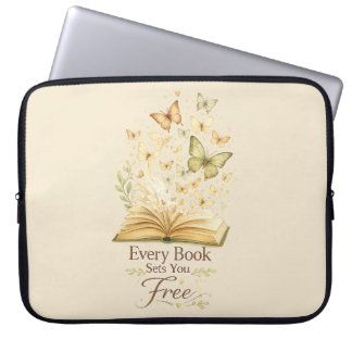 Elk Boek Maakt Je Vrij | Vlinder voor Boekliefhebb Laptop Sleeve