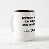 Elk boek over zijn auteur mok (Voorkant links)