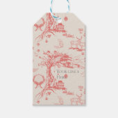 Elk Bos French Toile in Red met Personalisatie Cadeaulabel (Voorkant)