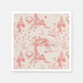 Elk Bos French Toile in Red met Personalisatie Servet